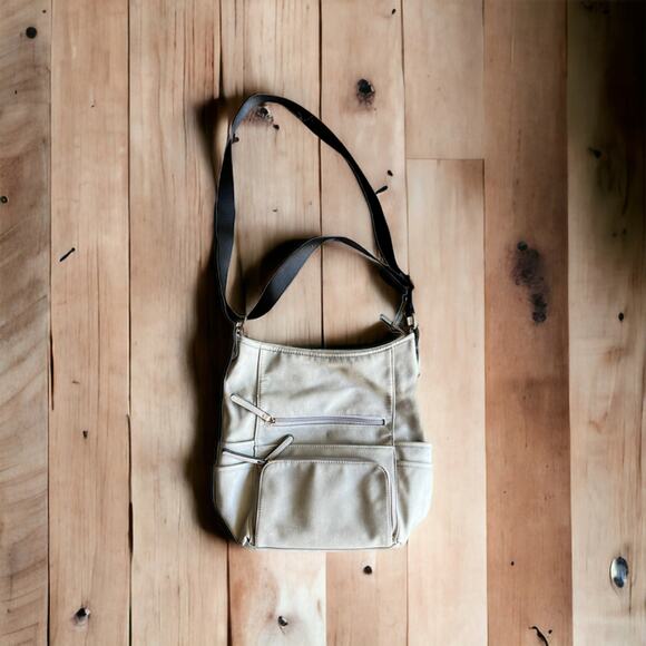 Kate & Alex Handbags - Kate & Alex Cuffaro Cream Italian Design Canvas & Nylon Crossbody Purse Bag